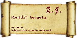 Rontó Gergely névjegykártya